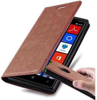 Cadorabo Hülle für Nokia Lumia 830 in CAPPUCCINO BRAUN Handyhülle mit Magnetverschluss, Standfunktion und Kartenfach