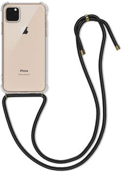 kwmobile Apple iPhone 11 Pro Max Hülle - mit Kordel zum Umhängen - Silikon Handy Schutzhülle - Transparent Schwarz
