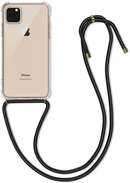 kwmobile Apple iPhone 11 Pro Max Hülle - mit Kordel zum Umhängen - Silikon Handy Schutzhülle - Transparent Schwarz