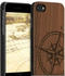 kwmobile Apple iPhone 7 / 8 Hülle - Handy Schutzhülle aus Holz - Cover Case Handyhülle für Apple iPhone 7 / 8 - Kompass Vintage Design Dunkelbraun