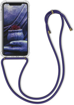 kwmobile Apple iPhone XR Hülle - mit Kordel zum Umhängen - Silikon Handy Schutzhülle - Transparent Blau