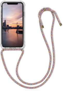 kwmobile Apple iPhone XR Hülle - mit Kordel zum Umhängen - Silikon Handy Schutzhülle - Transparent Pink Violett