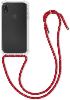 kwmobile Apple iPhone XR Hülle - mit Kordel zum Umhängen - Silikon Handy Schutzhülle - Transparent Gelb Silber