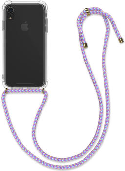 kwmobile Apple iPhone XR Hülle - mit Kordel zum Umhängen - Silikon Handy Schutzhülle - Transparent Hellblau