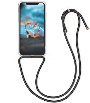 kwmobile Apple iPhone XS Hülle - mit Kordel zum Umhängen - Silikon Handy Schutzhülle - Transparent Schwarz