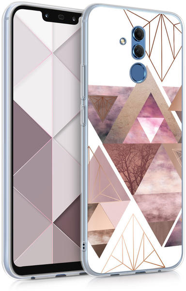 kwmobile Huawei Mate 20 Lite Hülle - Handyhülle für Huawei Mate 20 Lite - Handy Case in Glory Dreieck Muster Design Rosa Rosegold Weiß