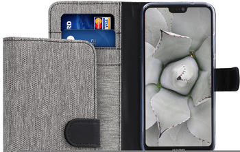 kwmobile Huawei P20 Lite Hülle - Kunstleder Wallet Case für Huawei P20 Lite mit Kartenfächern und Stand - Grau Schwarz