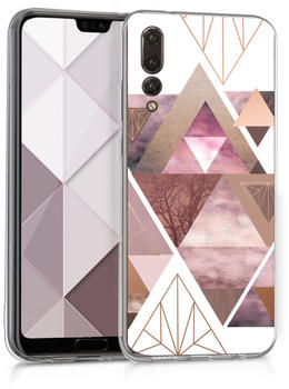 kwmobile Huawei P20 Pro Hülle - Handyhülle für Huawei P20 Pro - Handy Case in Glory Dreieck Muster Design Rosa Rosegold Weiß