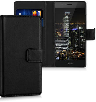 kwmobile Huawei P9 Lite Hülle - Kunstleder Wallet Case für Huawei P9 Lite mit Kartenfächern und Stand - Schwarz
