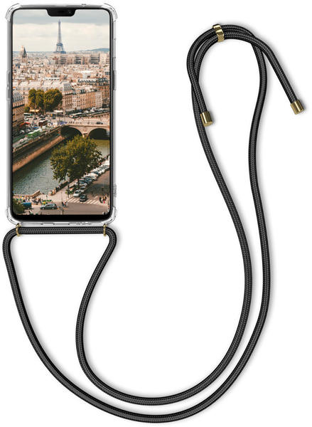 kwmobile OnePlus 6 Hülle - mit Kordel zum Umhängen - Silikon Handy Schutzhülle - Transparent Schwarz