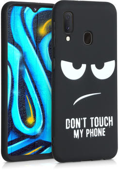 kwmobile Samsung Galaxy A20e Hülle - Handyhülle für Samsung Galaxy A20e - Handy Case in Don't touch my Phone Design Weiß Schwarz
