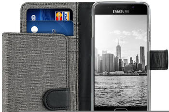 kwmobile Samsung Galaxy A3 (2016) Hülle - Kunstleder Wallet Case für Samsung Galaxy A3 (2016) mit Kartenfächern und Stand - Grau Schwarz
