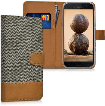 kwmobile Samsung Galaxy A5 (2017) Hülle - Kunstleder Wallet Case für Samsung Galaxy A5 (2017) mit Kartenfächern und Stand - Dunkelgrau Braun