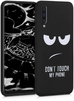 kwmobile Samsung Galaxy A50 Hülle - Handyhülle für Samsung Galaxy A50 - Handy Case in Don't touch my Phone Design Weiß Schwarz
