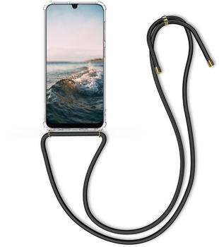 kwmobile für Samsung Galaxy A50 Hülle - mit Kordel zum Umhängen - Silikon Handy Schutzhülle - Transparent Schwarz