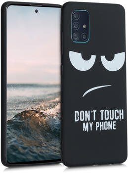 kwmobile Samsung Galaxy A51 Hülle - Handyhülle für Samsung Galaxy A51 - Handy Case in Dont touch my Phone Design Weiß Schwarz