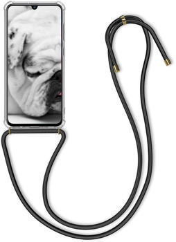 kwmobile für Samsung Galaxy A70 Hülle - mit Kordel zum Umhängen - Silikon Handy Schutzhülle - Transparent Schwarz