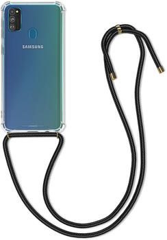 kwmobile für Samsung Galaxy M30s Hülle - mit Kordel zum Umhängen - Silikon Handy Schutzhülle - Schwarz Transparent
