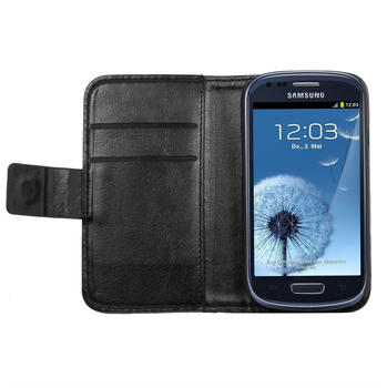 kwmobile Samsung Galaxy S3 Mini i8190 Hülle - Kunstleder Wallet Case für Samsung Galaxy S3 Mini i8190 mit Kartenfächern und Stand - Eule Nacht Design Blau Türkis