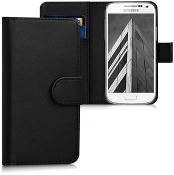 kwmobile Samsung Galaxy S4 Mini Hülle - Kunstleder Wallet Case für Samsung Galaxy S4 Mini mit Kartenfächern und Stand - Schwarz