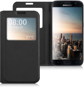 kwmobile Hülle für Samsung Galaxy S7 - Bookstyle Case Handy Schutzhülle Kunstleder mit Sichtfenster - Flipcover Klapphülle Schwarz