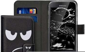 kwmobile Samsung Galaxy Xcover 4 Hülle - Kunstleder Wallet Case für Samsung Galaxy Xcover 4 mit Kartenfächern und Stand - Don't touch my Phone Design Weiß Schwarz