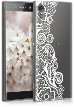 kwmobile Sony Xperia XA1 Hülle - Handyhülle für Sony Xperia XA1 - Handy Case in Blütenmeer Spitze Design Weiß Transparent