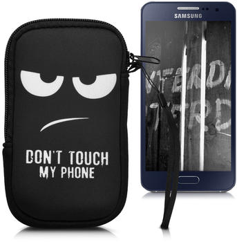 kwmobile Handytasche für Smartphones M - 5,5" - Neopren Handy Tasche Hülle Cover Case Schutzhülle - Don't touch my Phone Design Weiß Schwarz - 15,2 x 8,3 cm Innenmaße