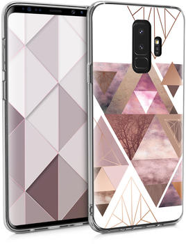 kwmobile Samsung Galaxy S9 Plus Hülle - Handyhülle für Samsung Galaxy S9 Plus - Handy Case in Glory Dreieck Muster Design Rosa Rosegold Weiß