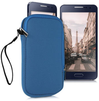 kwmobile Handytasche für Smartphones L - 6,5" - Neopren Handy Tasche Hülle Cover Case Schutzhülle Kornblumenblau - 16,2 x 8,3 cm Innenmaße