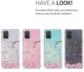 kwmobile Hülle kompatibel mit Samsung Galaxy A71 Kirschblütenblätter Rosa Dunkelbraun Transparent