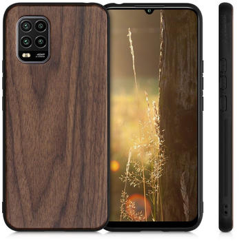 kwmobile Bumper Schutzhülle Xiaomi Mi 10 Lite (5G) - Holz Hülle Handy Case Cover Dunkelbraun