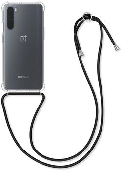 kwmobile OnePlus Nord - mit Kordel zum Umhängen - Silikon Handy Schutzhülle Transparent Schwarz