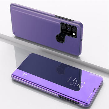Wigento Für Samsung Galaxy A21s A217F Clear View Spiegel Mirror Smartcover Lila