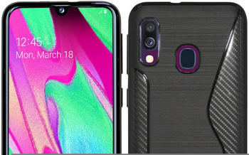 COFI1453 S-Line Hülle Bumper kompatibel mit Samsung Galaxy A40 (A405F) Silikonhülle Stoßfest Handyhülle TPU Case Cover Schwarz
