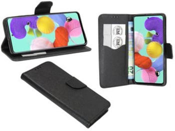 COFI1453 Buch Tasche Fancy kompatibel mit SAMSUNG GALAXY A51 (A515F) Handy Hülle Etui Brieftasche Schutzhülle mit Standfunktion, Kartenfach Schwarz