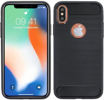 COFI1453 Silikon Hülle Carbon kompatibel mit iPhone XS Schwarz