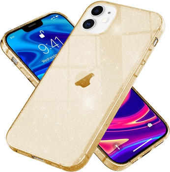 NALIA Glitzer Handyhülle (iPhone 12, iPhone 12 Pro), Smartphone Hülle, Gold