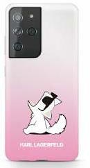 Karl Lagerfeld PC/TPU Choupette Eats Cover für Samsung Galaxy S21 Ultra - Gradient Pink
