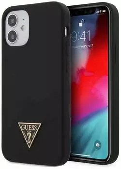 Guess Silicone Metal Triangle für Apple iPhone 12 Mini Black