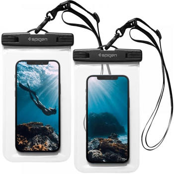 Spigen Wasserdichte Schutzhülle A601 Universal IPX8 2-Pack transparent/schwarz