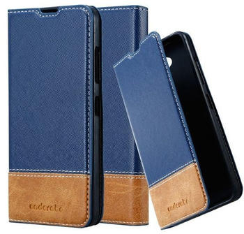 Cadorabo Flip Case für Nokia Lumia 650 in DUNKEL BLAU BRAUN