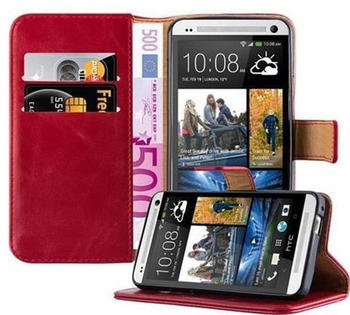 Cadorabo Flip Case für HTC One M7 in WEIN ROT