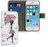 kwmobile Apple iPhone SE / 5 / 5S Hülle - Kunstleder Wallet Case für Apple iPhone SE / 5 / 5S mit Kartenfächern und Stand - Mädchen Schirm Design Mehrfarbig Pink Weiß
