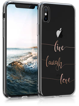 kwmobile Apple iPhone X Hülle - Handyhülle für Apple iPhone X - Handy Case in Live Laugh Love Design Rosegold Transparent