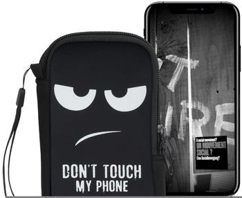 kwmobile Handytasche für Smartphones L - 6,5" - Neopren Handy Tasche Hülle Cover Case Schutzhülle - Don't touch my Phone Design Weiß Schwarz - 16,2 x 8,3 cm Innenmaße