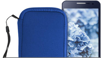 kwmobile Handytasche für Smartphones L - 6,5" - Neopren Handy Tasche Hülle Cover Case Schutzhülle Blau - 16,2 x 8,3 cm Innenmaße