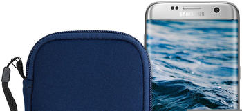 kwmobile Handytasche für Smartphones L - 6,5" - Neopren Handy Tasche Hülle Cover Case Schutzhülle Dunkelblau - 16,2 x 8,3 cm Innenmaße