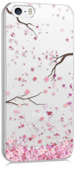 kwmobile Hülle kompatibel mit Apple iPhone SE (1.Gen 2016)55S Kirschblütenblätter Rosa Dunkelbraun Transparent