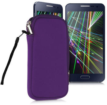 kwmobile Handytasche für Smartphones L - 6,5" - Neopren Handy Tasche Hülle Cover Case Schutzhülle Violett - 16,2 x 8,3 cm Innenmaße